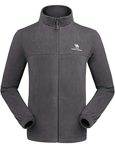 CAMEL CROWN Men Full Zip Fleece Jackets with Pockets Soft Polar Fleece Coat Jacket for Fall Winter Outdoor Grey XXL