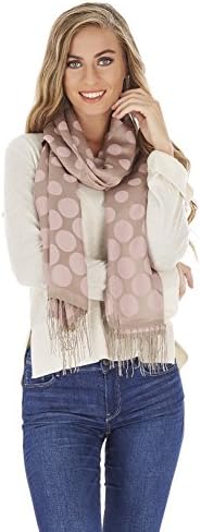 Premium Polka Dot Fashion Scarf and Shawl - Pashmina 4 Season Luxury Wrap - 26"x70" (Pink)