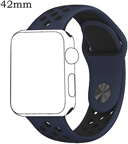 Apple Watch Band Voken Series 1,Series 2,Series 3,Soft Silicone Replacement Sport Wristband Wrist Strap for iWatch Sport Band M/L 42mm Navy blue/Black