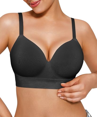 Photo 1 of *USED*
Popilush Bras for Women No Underwire Supportive Push Up Bralettes Wireless Full Coverage Plus Size T-Shirt Bra (34B-DD) Black