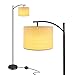 Ambimall Modern LED Floor Lamp for Living Room, Standing Lamp Arc Pole Light with Hanging Lamp Shade, Minimalist Bedside Floor Lamp for Bedroom (Without Bulb)