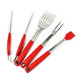 Arctic Monsoon 7 Pieces BBQ Apron And Grill Tools Set, Stainless Steel Grilling Utensils Accessories With Oxford Apron Case