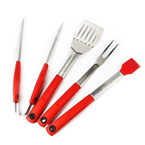 Arctic Monsoon 7 Pieces BBQ Apron And Grill Tools Set, Stainless Steel Grilling Utensils Accessories With Oxford Apron Case