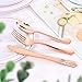 BUCLA 300 Pieces Rose Gold Plastic Silverware-Plastic Rose Gold Cutlery-Heavyweight Disposable Flatware set- 100 Forks, 100 Spoons, 100 Knives