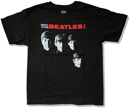 Adult The Beatles "Meet The Beatles!" Black T-Shirt (Large)