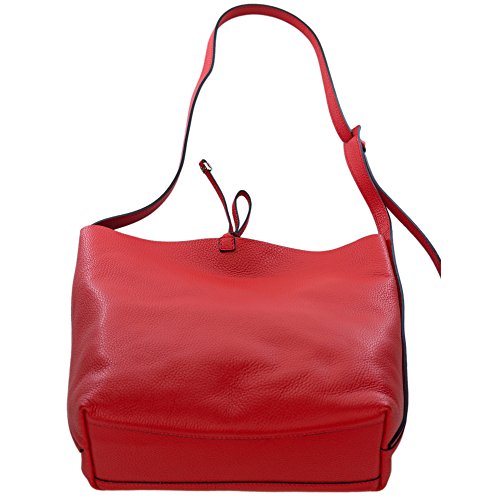 Gianni Chiarini Italian Made Red Pebbled Leather Slouchy Open Top Shoulder Bag