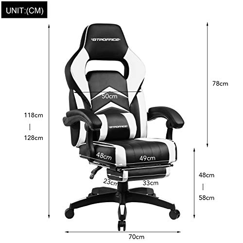 GTPOFFICE Gaming Chair Racing Style Office Ergonomic Conference Executive Manager Work Chair Leather High Back Adjustable Swivel Computer Desk Task Chair Tilt E-Sports Chair … (White-39) - Thumbnail 6