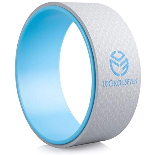 UpCircleSeven Yoga Wheel – [Pro Series] Strongest & Most Comfortable Dharma Yoga Prop Wheel, Perfect Accessory for Stretching and Improving Backbends, 12 x 5 Inch Basic (Grey/Blue)