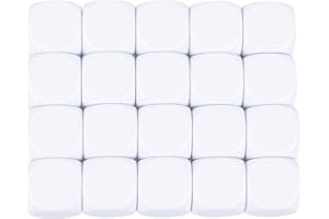 Kaiheng 25mm Acrylic Dice with Smoothed Surface Six Sided Dice with Rounded Corner Blank White Dice Cubes for Board Games, DIY Sticker, Math Counting Teaching, Party Fun 20PCS
