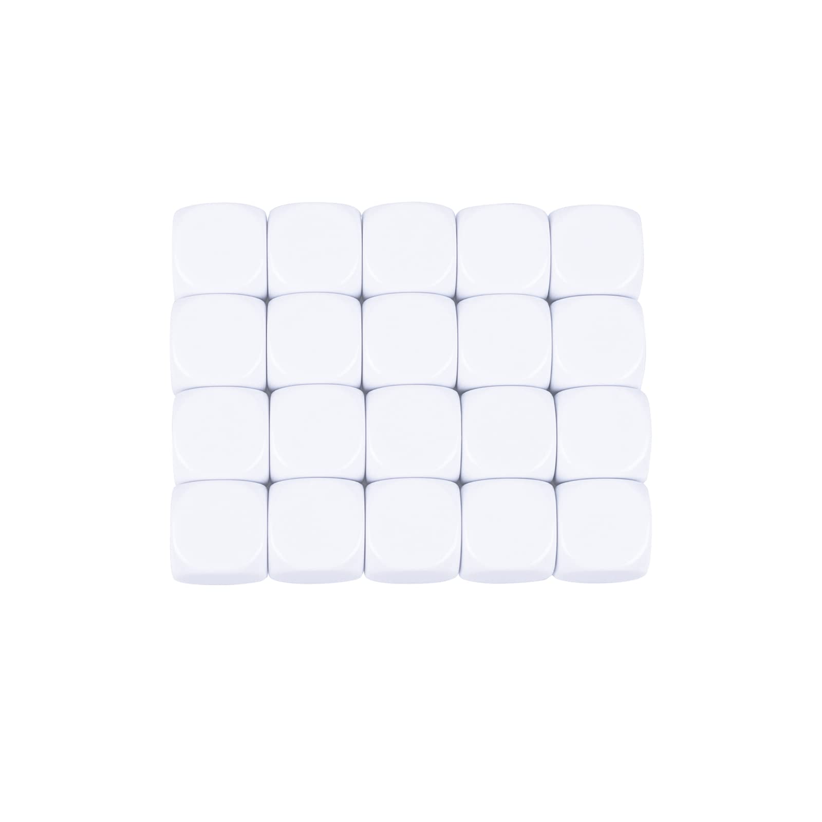 KAIHENG 20mm Acrylic Dice with Smoothed Surface Six Sided Dice with Rounded Corner Blank White Dice Cubes for Board Games, DIY Sticker, Party Fun 20PCS White