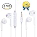 LTI-DIRECT Premium Quality Headphones Earphones For iPhone X 8 8 Plus 7 7 Plus 6 6S Plus, Samsung Galaxy S6 S7 S8 Note 4 5 6 7 Note 8 LG V10 V20 V30 G5 G6, HTC (2 pack white)