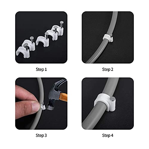 Cable Clips, 400 Pcs Strong Nails Durable White Round, 4 Size 4mm 6mm 8mm 10mm,Cable Holder Management Wire Tidy Clips