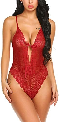 YEEZOMI Women Teddy Lingerie One Piece Babydoll Lace Teddy Lingerie Mini Bodysuit
