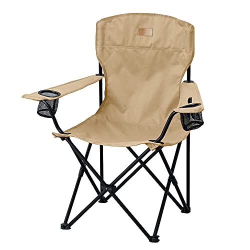アイリスオーヤマ アウトドアチェア キャンプ用品 コンパクト 収納 収縮タイプ 簡単組立 ハイチェア 座面の高さ約41cm ベージュ 耐荷重 背もたれ
