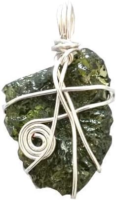 Pooja Gems Moldavite Pendant by The Gram - Natural raw Rough- Tektite Pieces Natural Unheated Healing Gemstone from Czech Republic (25 Carats)