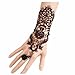 LEFINIS Bridal Black Flower Gothic Victorian Lace Vampire Vintage Women Handmade Bridal Bracelet Ring Set