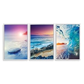 Framed Canvas Wall Art - Romantic Beach - Canvas Prints Home Artwork Decoration for Living Room,Bedroom - 16"x24"x3 Panels