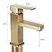 Antique Brushed Brass Bathroom Sink Faucet Single Handle Vessel Sink Mixer Tap Deck Mount Square Shape Single Hole Installation Hot And Cold Water