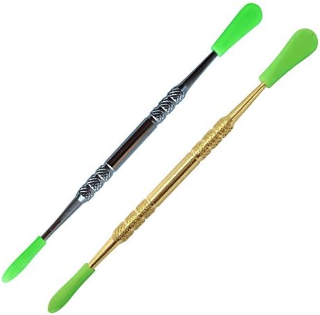 FBNYC Gold and Silver Element Scrape Carving Stainless Tip Carving Tool with Green Non Stick Silicone Tips