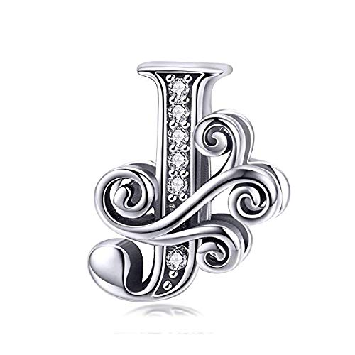Genuine 925 Sterling Silver Initial A-Z Alphabet Bead 26 Letter Charms for Pandora Bracelet Jewellery (J)