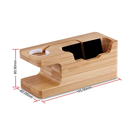 Watch Charging Bracket, MWAY Bamboo Wooden Charging Stand for Apple Watch,3.0 Hub Charger Cradle Holder/Dock for iPhone,Samsung,Android,All Smartphone,3 USB Ports 5V 3A 1 - Thumbnail 6