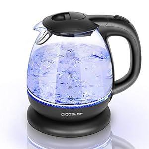 Aigostar Elfin Elektrische waterkoker, mini-waterkoker van borosilicaatglas met ledverlichting, 2200 W, inhoud 1 l, BPA…