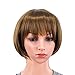 SWACC 10 Inch Short Straight Bob Wig with Bangs Synthetic Colorful Cosplay Daily Party Flapper Wig for Women with Wig Cap (Brown)