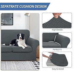 JIVINER Newest 3 Pieces Stretch Couch Covers for 2