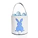GWELL Foldable Bunny Handmade Easter Egg Basket Fluffy Tails Printed Rabbit Canvas Kids Tote Bag Bucket for Candies Goodies DIY Gifts (1 Set-4 Colors)