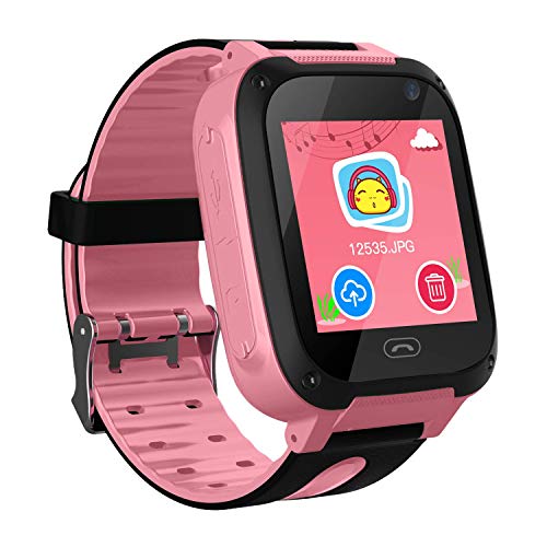 Kids Smart Watch Phone smartwatches for Children with GPS Tracker sim Card Anti-Lost sos Call Boys and Girls Birthday Compatible Android iOS Touch Screen (GPS Pink)