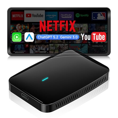 ATOTOSELECT CarPlay Wireless Adapter, Magic AI Box Android Car with Dual WiFi Stability, Compatible with Wired Factory CarPlay & Android Car, for YouTube/Netflix