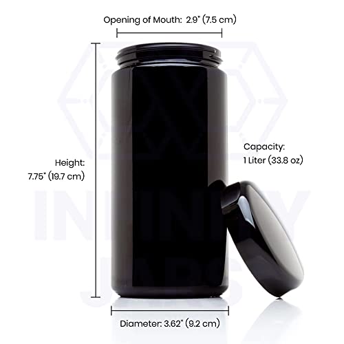 Infinity Jars 1 Liter (34 fl oz) Tall Extra Large Black Ultraviolet