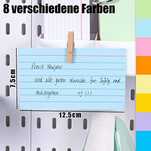 Koogel Karteikarte Linierte, 300 Blätter Linierte Lernkarten 125 mm x 75 mm Karteikarten 8 Farbenin für Unterwegs Vokabel Lernen Büro Schule Präsentation