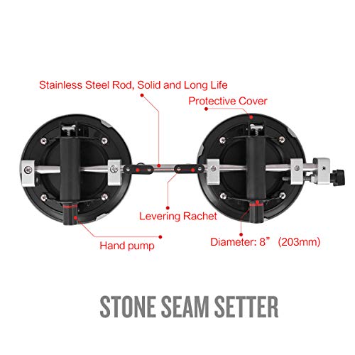 IMT Seamless Seam Setter 2 Pack with 8-Inch Vacuum Suction Cups for Seam Joining and Leveling, Professional Countertop Installation Tool for Granite, Stone, Marble, Slab, with Free Gloves and Case