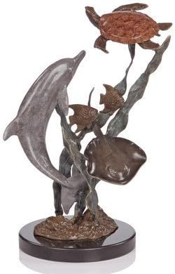 San Pacific International 12.5H in. Playground Pals Dolphin and Turtle Statue by San Pacific International Inc