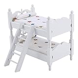 Zerodis Doll Bunk Bed, 1:12 Wooden Children Bedroom Model Toys Miniature Furniture Scene Props Mini Dollhouse Accessories for Boys Girls Gift (Chromatic Geometry)