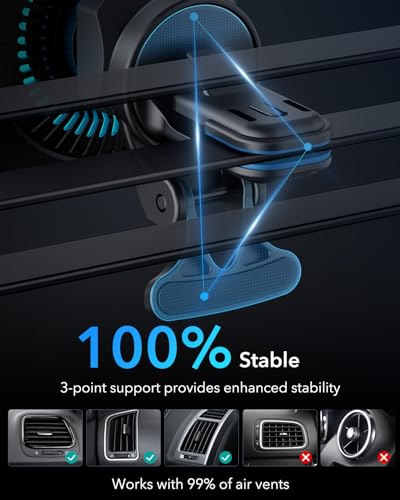 ESR for MagSafe Car Mount Charger with CryoBoost, Phone Cooling MagSafe Car Charger, Magnetic Wireless Car Charging, Air Vent/Dashboard Car Phone Holder for iPhone 17/16/15/14/13/12,S25, Fast Charging