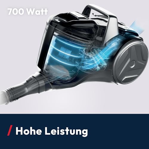 HP1 leistungsstarker Boden-Staubsauger ohne Beutel für Hartboden & Teppich, Sauger leicht & kompakt, EPA-Staubfilter, Parkettdüse, 2L Staubbehälter inkl. Zubehör, 700W, mit Kabel 7,5m