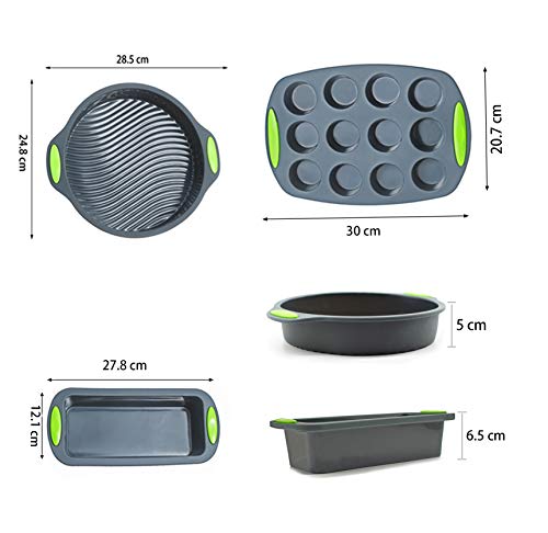 62 Pieces Bakeware Set | Food Grade FDA-Approved Silicone Molds | Round Cake Pan, Loaf Bread Pan, Muffin Pan, Spatula Set, Hand Mixer, Cupcake Mold, Piping Bags and Tips Kit Cake Decorating Supplies - Thumbnail 2