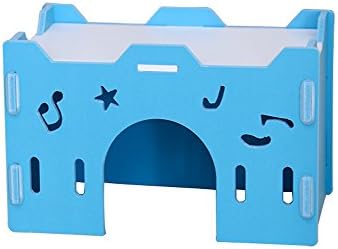 Wildforlife Hedgehog Guinea Pig Small Animal Bottomless DIY Wooden Hideaway (Blue)