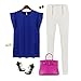 Zmart Women's Ruffle Sleeve Chiffon Blouse Shirt Blue X-Large