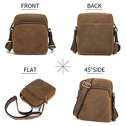 YOGCI Small Leather Messenger Bag for men Vintage Shoulder Crossbody