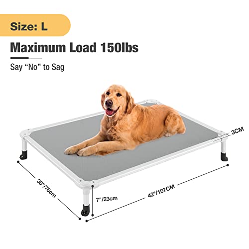 Veehoo Chew Proof Elevated Dog Bed Cooling Raised Pet Cot Silver