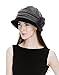 Cloche Round Hat for Women 1920s Bucket Vintage Hats Flower Accent, Grey, Medium (57cm)
