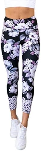 Women High Waist Gym Sport Yoga Cropped Leggings Mingfa Floral Printed Workout Fitness Athletic Capri Trousers