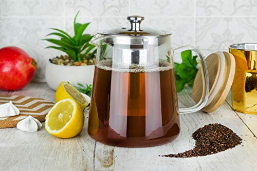 Sendez Teekanne 1,2L mit Edelstahl Sieb Teebereiter Glaskanne Teeset Kanne – Bild 3
