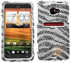 MYBAT Black Zebra Skin Diamante Protector Cover compatible with HTC EVO 4G LTE