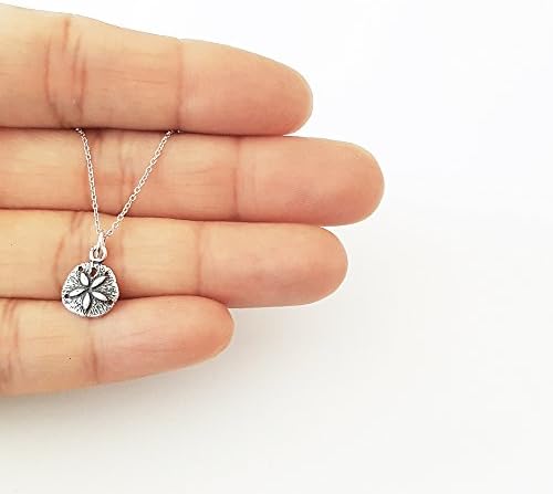 Sterling Silver Small Sand Dollar Charm Necklace 16"