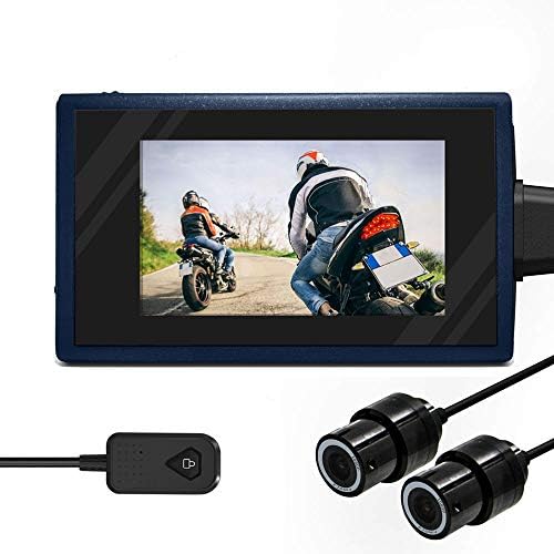 Motorcycle Camera Recorder System Waterproof Front and Rear Dual 1080P HD Dash Cam Motorbike DVR Sports Action Camera Video Recording with Microphone 2.7" LCD Screen WiFi Support SD Card (Standard)