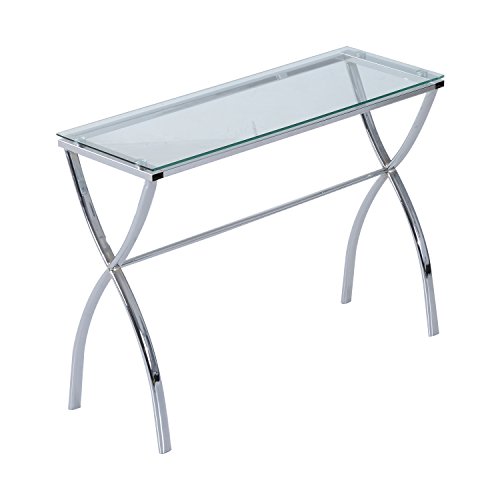 Contemporary Modern Chrome Glass Console Table for